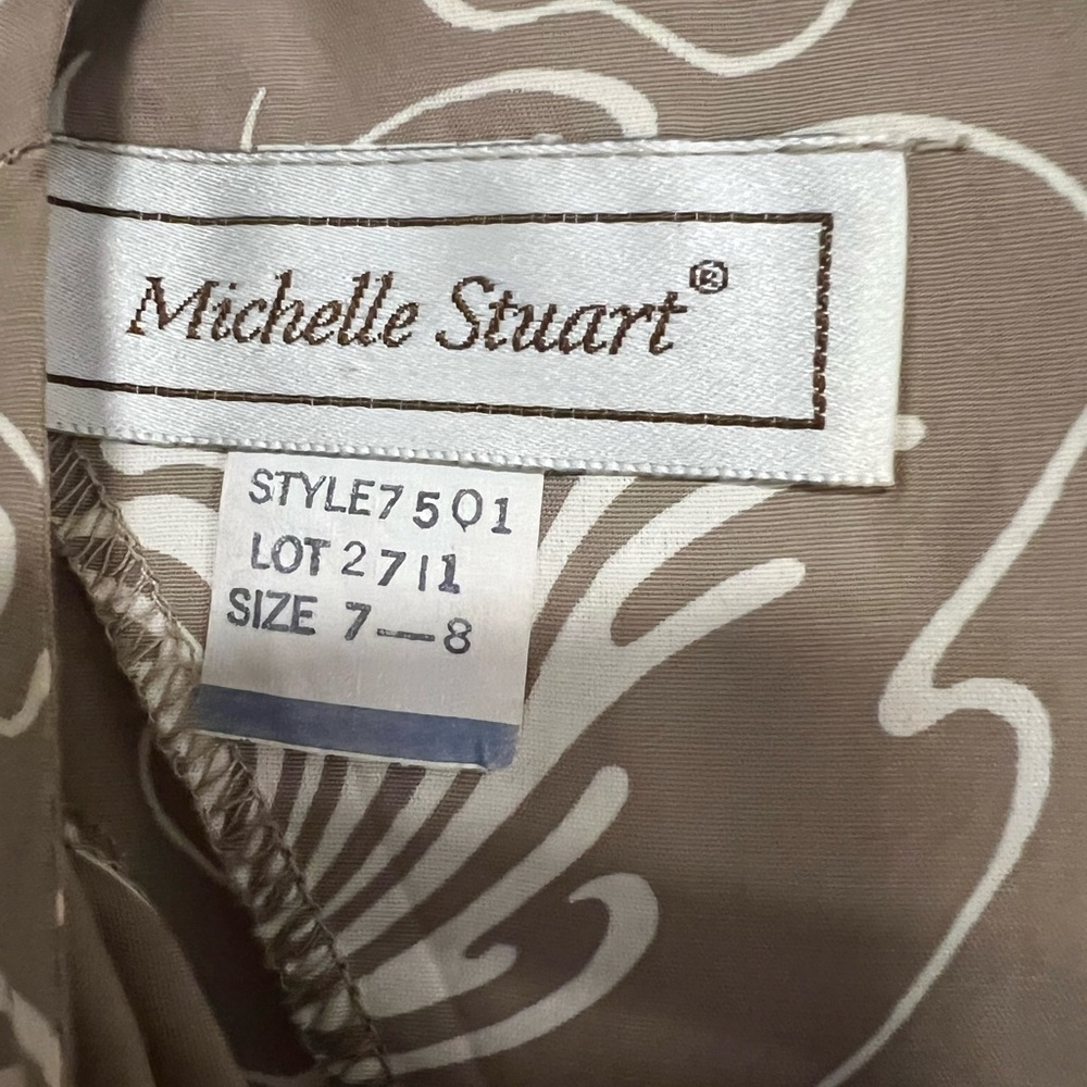 Vintage Michelle Stuart Tan Floral Dress - Picture 3 of 7